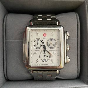 Michele Deco XL 20mm Day Diamond Chronograph Stainless Steel Watch